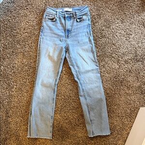 Stylish High Rise Cropped Light Blue Women's Jeans